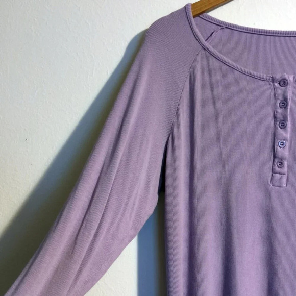 Long Sleeve Ribbed Henley Casual Top Size XL - Picture 4 of 7